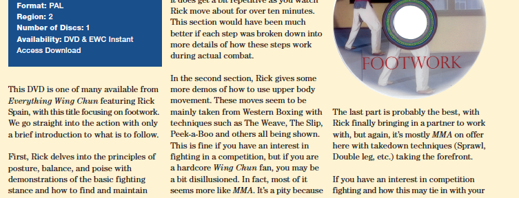 Review – Rick Spain’s Wing Chun Footwork DVD