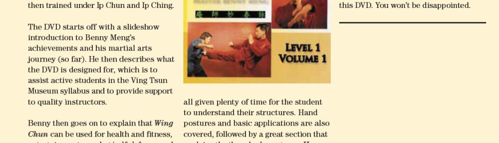 Review – Benny Meng’s Shaolin Wing Chun Series Level 1 Vol 1