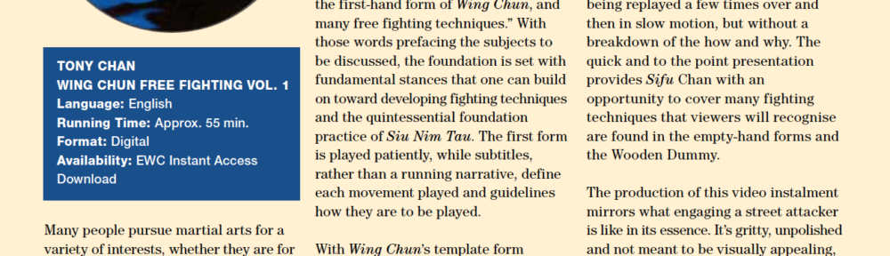 WCI Review – Tony Chan – Wing Chun Free Fighting 1