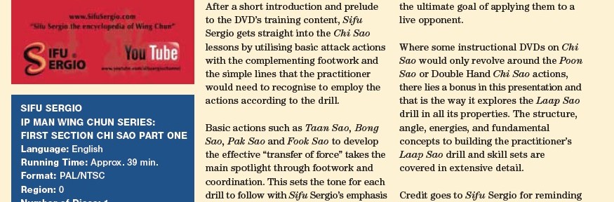 Review – Sifu Sergio – 1st Section Chi Sao Part 1