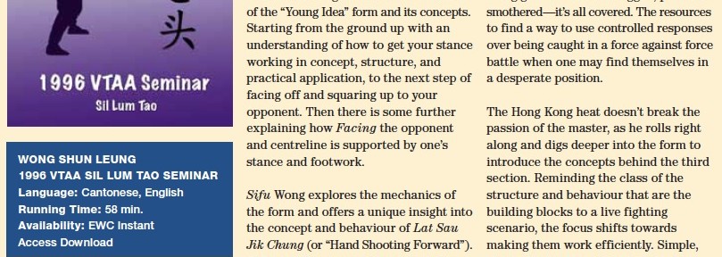 Review – Wong Shun Leung – 1996 VTAA Seminar – Sil Lum Tao