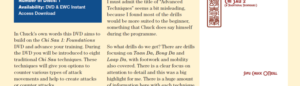 Review – Chuck O’Neill – Chi Sau 2: Advanced Techniques