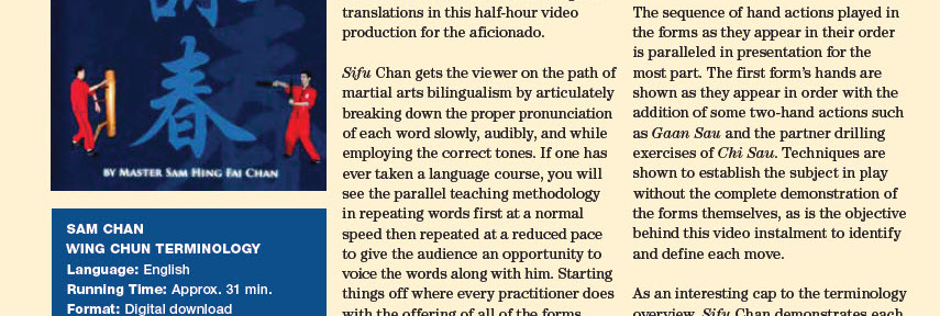 Review – Sam Chan – Wing Chun Terminology